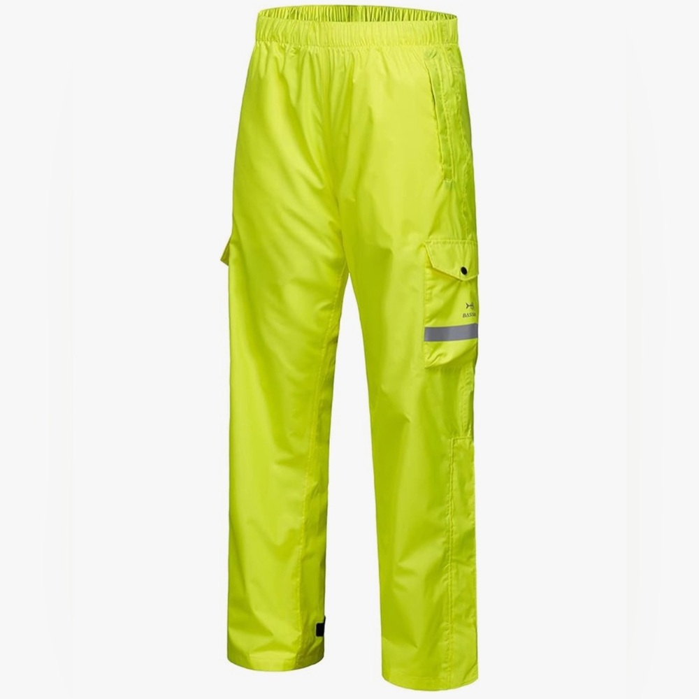 BASSDASH Men’s 3XL Breathable Waterproof Rain Lightweight Reflective Pant NIB